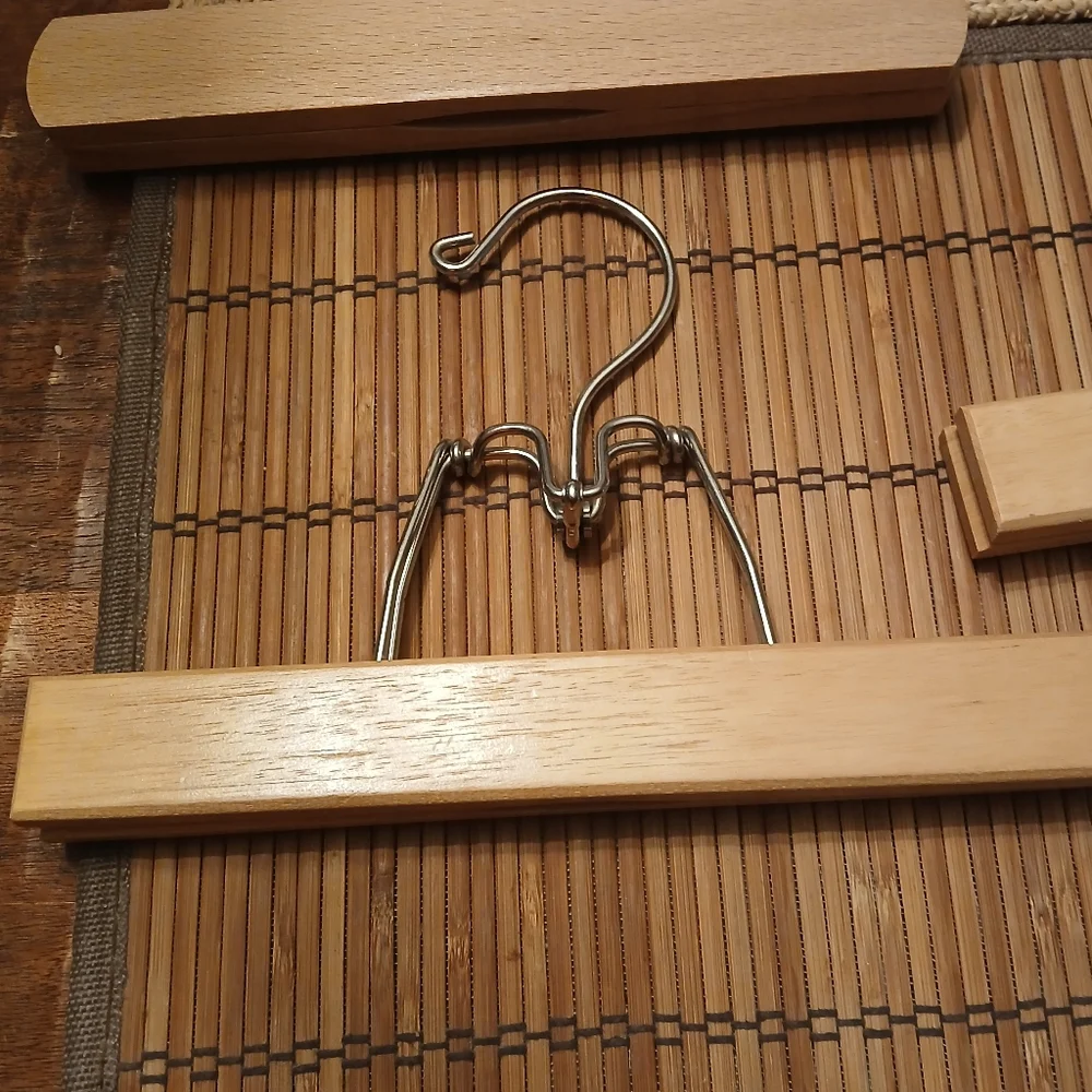 Natural Wood and Metal Pants Hangers Set